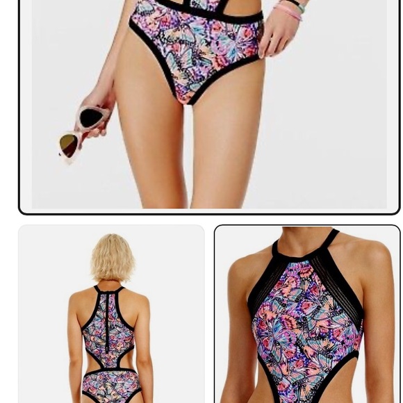 Bodyglove one piece Butterfly Bathingsuit ,high neck zipper back .small - Picture 14 of 14